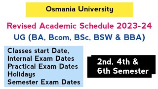 Revised Academic Schedule 202324  UG 2nd 4th amp 6th Semester  Degree  OU [upl. by Owena]