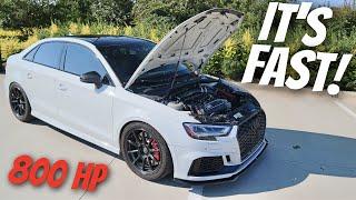 What Its Like Driving a Built Motor Big Turbo 800 HP Audi RS3 [upl. by Ynaffat]