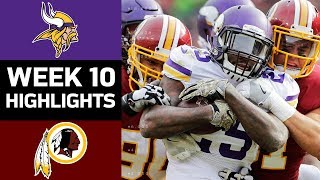 Vikings vs Redskins  NFL Week 10 Game Highlights [upl. by Yzus651]