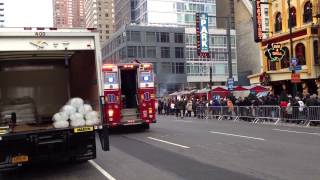 FDNY RESCUE 1 RESPONDING ON 46TH STREET AND 8TH AVENUE NEAR TIMES SQUARE CELEBRATION 2013 [upl. by Pirali]