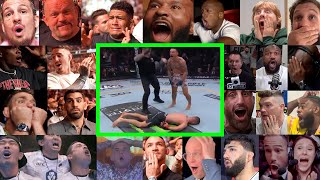 100 FIGHTERS REACT to Max Holloway vs Justin Gaethje KO  UFC 300  BMF  FINAL SECOND KNOCKOUT [upl. by Stacia109]