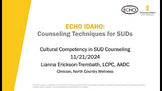 Cultural Competency in SUD Counseling  11212024 [upl. by Brenan214]