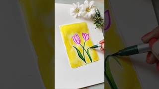 Tulip 🌷 drawing brush pen drawing ideas shorts [upl. by Padraic]