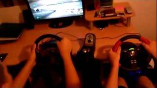 DiRT 3 SplitScreen PC Gameplay Logitech G25 amp Logitech Force EX HD [upl. by Kittie]