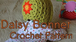 Daisy Bonnet Crochet Pattern Tutorial [upl. by Maisey]