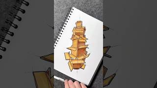 I sketched some cardboard with ink pen and marker [upl. by Rodnas]