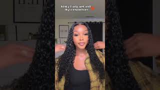 Kinky Curly wet and dry comparison🤩🤩 gluelesswigs wigs gluelesslacefrontwigs [upl. by Amles472]