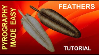 Wood Burning for beginners  simple FEATHERS  pyrography tutorial [upl. by Yanel545]