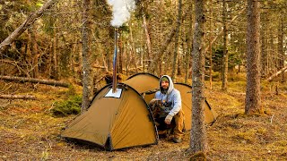 Hot Tent Camping In Cold Temperatures [upl. by Ahtnamas900]