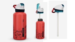 Kids aluminum 06l instant open cap with pipette water bottle  decathlon product review [upl. by Ytinirt]