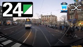 🚊 GVB Amsterdam Tramlijn 24 Cabinerit VUMedisch Centrum  Centraal Station Drivers view POV 2017 [upl. by Oneill]