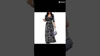 FANDEE Plus Size Maxi Dress for Women Casual Summer Sundress VNeck 34 Sleeve [upl. by Eblehs]