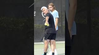 Stefanos Tsitsipas with Apostolos Tsitsipas Tennis Practice at The Academy tennis practice coach [upl. by Ednarb]