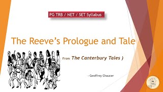 The Reeves Prologue and Tale  The Canterbury Tales  Geoffrey Chaucer  PG TRB NET SET  in Tamil [upl. by Sage]