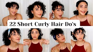 22 Short Curly Hair Dos with and without Bangs Curly HairStyle Tutorial any curly girl can do [upl. by Wenonah]