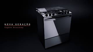 Fogão a Gás de Piso Brastemp 5 Bocas com Touch Timer Inox  BFS5PCR [upl. by Noslrac]