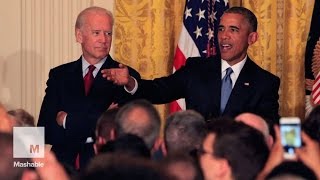 Obama shuts down heckler Youre in my house  Mashable [upl. by Anatlus582]