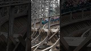 Huge double helix  Twister Knoebels  In House Wooden Coaster  Elysburg Pennsylvania [upl. by Yrok]