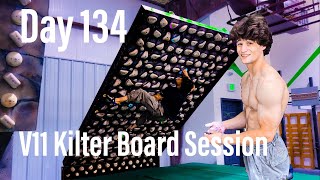 V128A Training Vlog Day 134 V11 Kilter Board Session [upl. by Pages284]