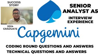 capgemini A5 SENIOR ANALYST Interview Questions amp Answers Capgemini senior Analyst coding questions [upl. by Azer]