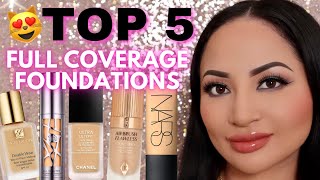 TOP 5 BEST FULL COVERAGE FOUNDATIONS for OILY SKIN NON CAKEY amp LONG WEARING 2022 UPDATE [upl. by Junna18]