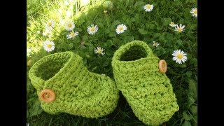 Babyschuhe mit Knopf häkeln  Anleitung Babystiefel by BerlinCrochet  Teil 4 Linke Oberseite [upl. by Acinorev156]