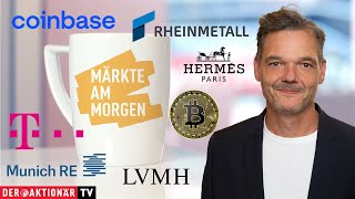 Märkte am Morgen Bitcoin Coinbase Palo Alto Samsung Munich Re Telekom SAP Hensoldt Hermès [upl. by Areta143]