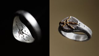 The process of making a silver ring inspired by Kintsugi art [upl. by Ninazan]