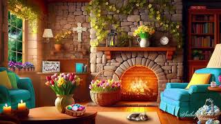 Easter At Grandmas A Cozy Fireplace Ambience with Gentle Chimes amp Relaxing Spring Nature Sounds [upl. by Spector413]