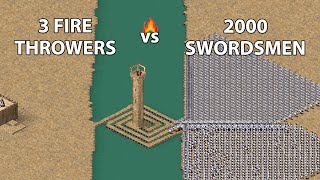 Stronghold Crusader  3 Fire Throwers vs 2000 Swordsmen [upl. by Anaitsirc]