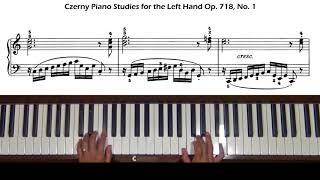 Czerny Piano Studies for the Left Hand Op 718 No 1 Piano Tutorial [upl. by Alyos]