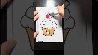 🧁🥰 asmr coloring markers relaxing peaceful art pink cupcake [upl. by Feigin626]