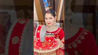 Karwachaut Look ♥️✨ festive married shorts karwachauth makeup lehnga [upl. by Fritts]