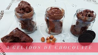 3 RECEITAS FÁCEIS DE GELADO DE CHOCOLATE  Sem máquina de fazer gelados [upl. by Nnairam963]