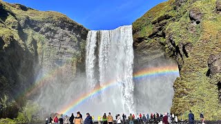 Skogafoss waterfall Iceland virtual Tour in summer [upl. by Acsisnarf]