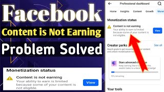 Content is Not Earning Problem Solved on Facebook  Facebook Monetization Impacted [upl. by Oek471]