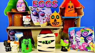 PLAY DOH Surprise Eggs Halloween Shopkins Littlest Pet Shop My Little Pony Zelfs Hello Kitty Minis [upl. by Britt]