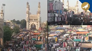 Charminar Hawkers block area No Space for Tourists Mamool mafia operating [upl. by Billie]