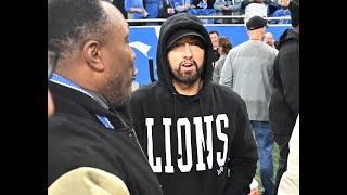 Eminem attends Lions game with Hailie Bizarre Mr Porter amp meets Big Sean Barry Sanders Megatron [upl. by Dub161]