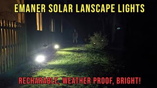 EMANER Motion Solar Lights Outdoor Solar Floodlight Stay On or Motion Sensor Mode [upl. by Trbor]