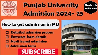 Panjab University admission 2024  How to Get admission in Panjab University Chandigarh [upl. by Atiral]