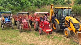 JCB 3dx Eco Loading Mud Mahindra 275 Mahindra 265 Powertrac Tractor  Jcb video jcb tractor [upl. by Roslyn]