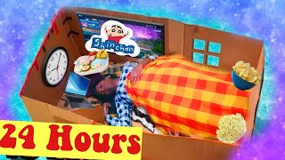 Living in Cardboard House for 24 Hours Challenge  Gone Wrong challenge😭 [upl. by Dawaj]