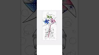 Paper fan drawing coloring satisfying satisfying drawing shorts [upl. by Fannie]