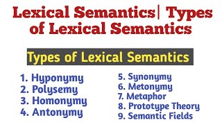 Lexical Semantics and Its Types in UrduHindi Lexical Semantics and Its Types in Linguistics [upl. by Anabahs]