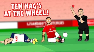 TEN HAGS AT THE WHEEL💥 Man Utd vs Spurs 03 Bruno Red Card Van De Ven Goals Highlights [upl. by Aimahc]