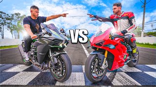 O GRANDE RACHA CONTRA O BRUNO  MINHA KAWASAKI H2 VS PANIGALE [upl. by Meeki]