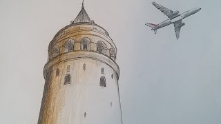 Speed Drawing Galata Tower [upl. by Zea]