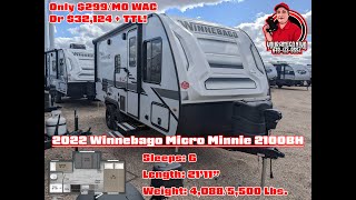 2022 Winnebago Micro Minnie 2100BH Bunkhouse Travel Trailer [upl. by Jacy613]