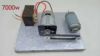 21000RPM DC Motor Make 230V AC Alternator Current 7000W Free Energy Generator use transformer [upl. by Lund161]